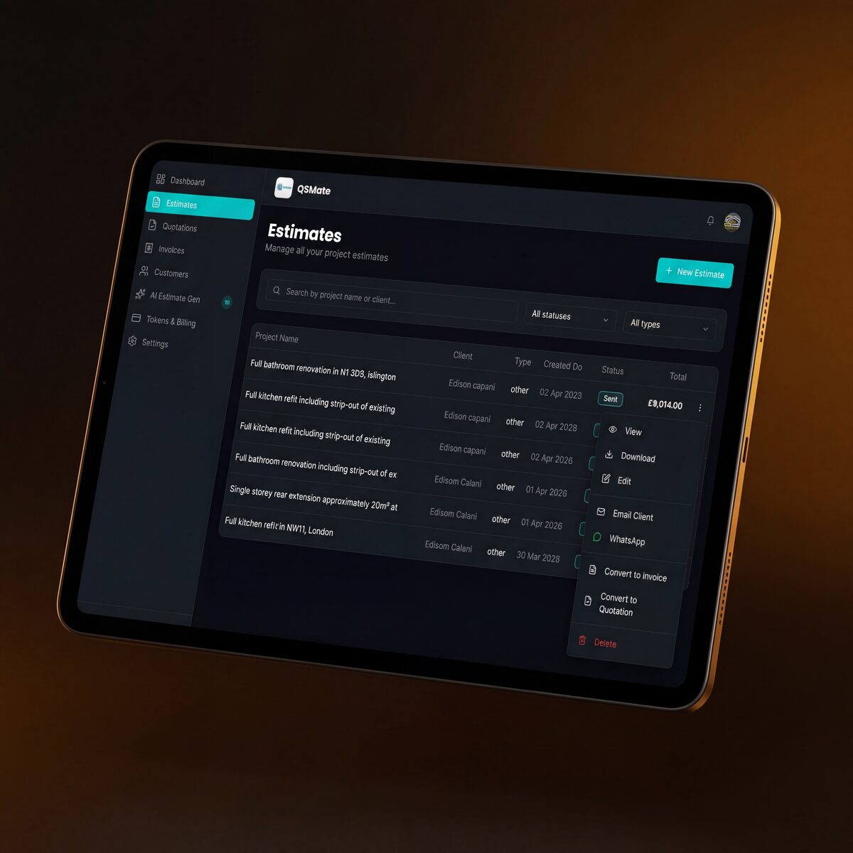 QSMate dashboard
